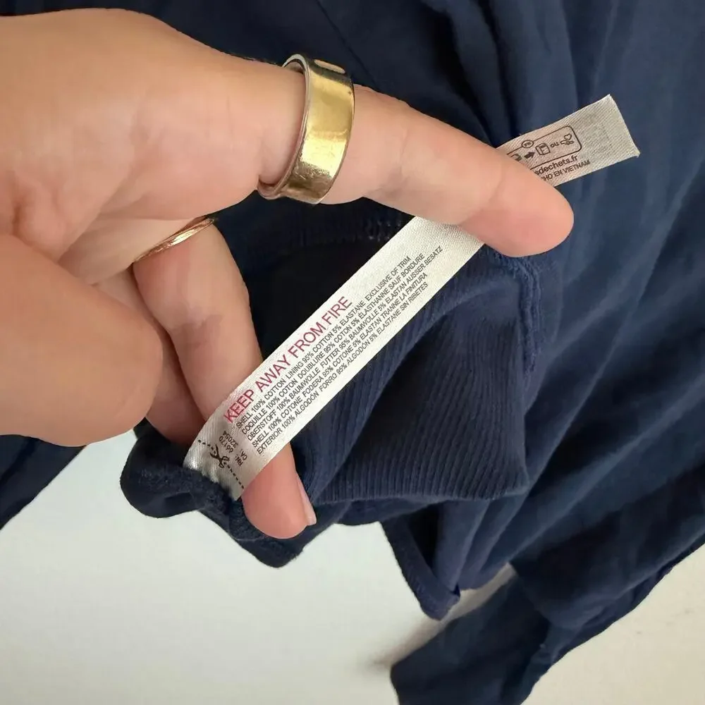 Free People FP Movement Stay With It Layer Long Sleeve Top Midnight Navy Blue XS